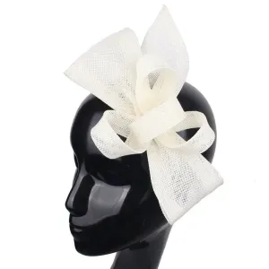 Sinamay Bow Headband Fascinator - White