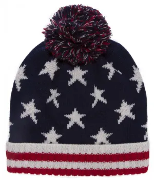 TopHeadwear USA Flag Beanie w/ Pom