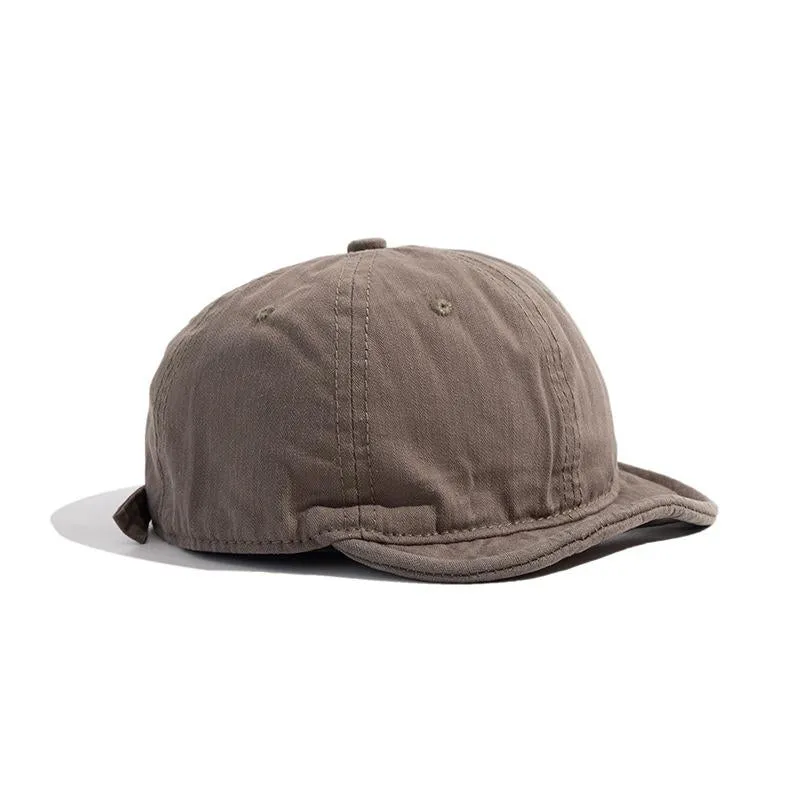 Wash-Distressed Short-Brimmed Cap