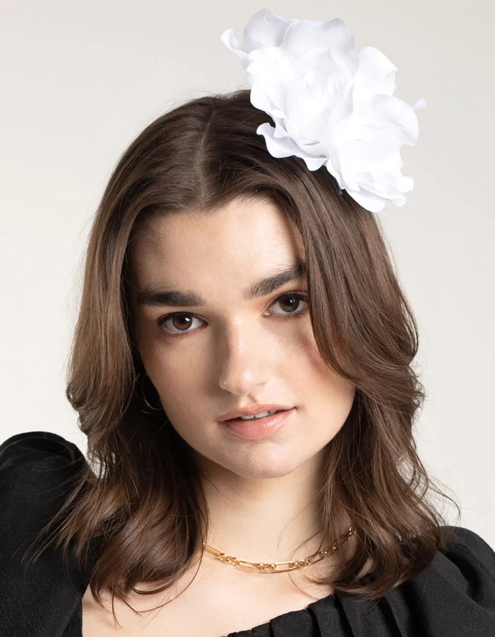 White Trio Rose Large Corsage Clip